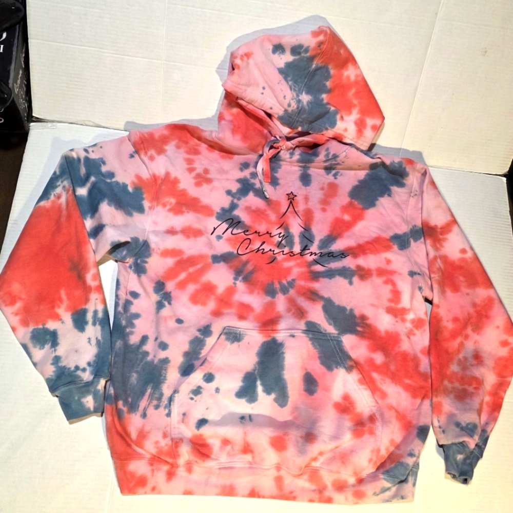 Merry Christmas Tye Dye Hoodie Womans Or Mens Size Large